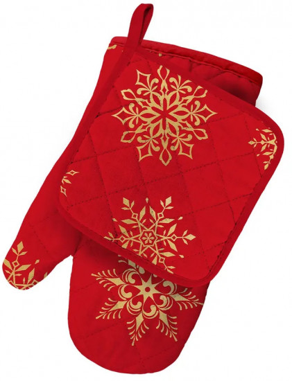 Комплект кухонных прихваток «Red snowflakes»
