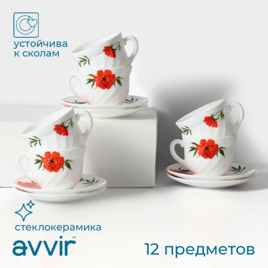 Набор чайных пар «Бархатная роза»