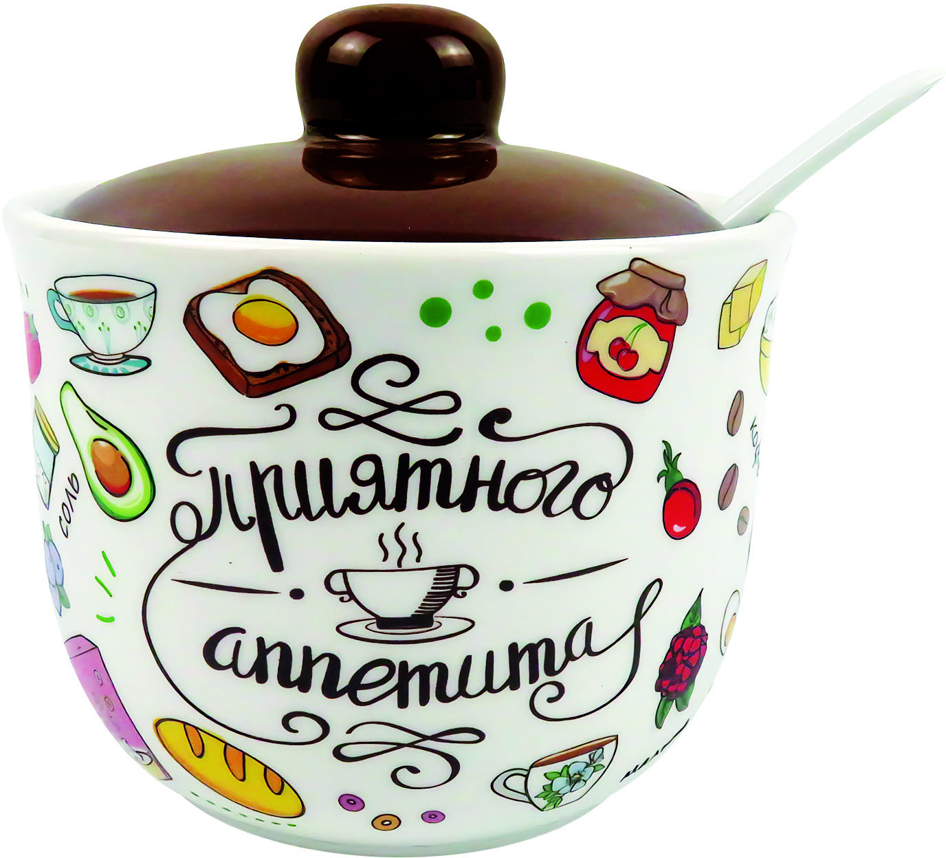 Сахарница керамическая с ложкой «Приятного аппетита» | Приятного аппетита | Appetite