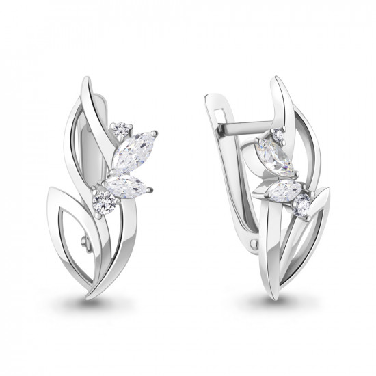 Серьги из серебра с фианитами