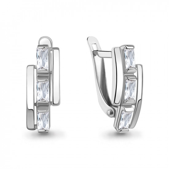 Серьги из серебра с фианитами