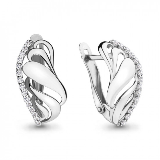 Серьги из серебра с фианитами