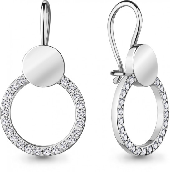 Серьги из серебра с фианитами