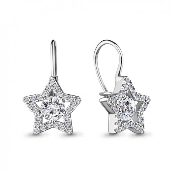 Серьги из серебра с фианитами