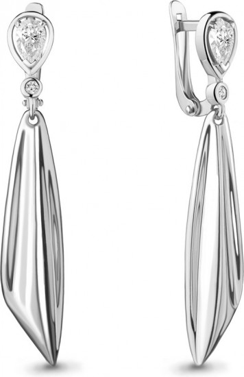 Серьга из серебра с фианитами
