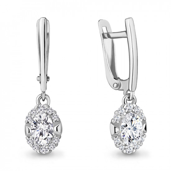 Серьги из серебра с фианитами
