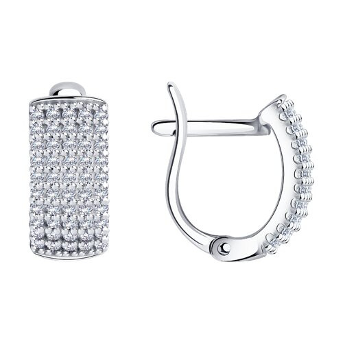 Серьги из серебра с фианитами