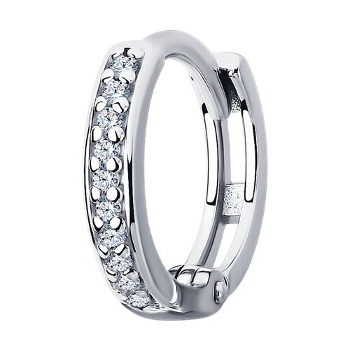 Серьга из серебра с фианитами