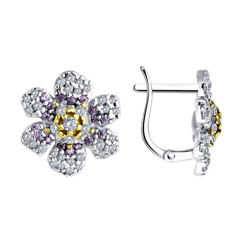 Серьги из серебра с фианитами