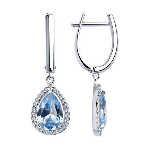 Серьги из серебра с фианитами