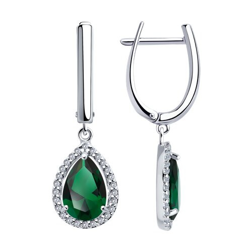 Серьги из серебра с фианитами