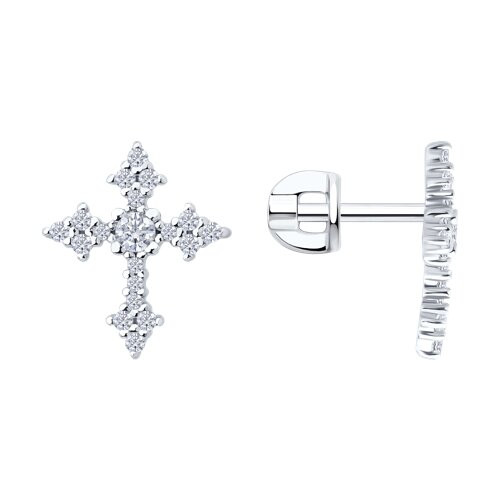 Серьги из серебра с фианитами