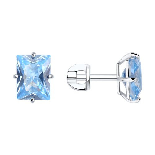 Серьги из серебра с фианитами