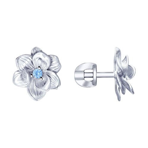 Серьги из серебра с фианитами