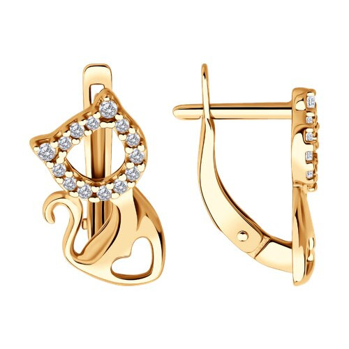 Серьги из золочёного серебра с фианитами