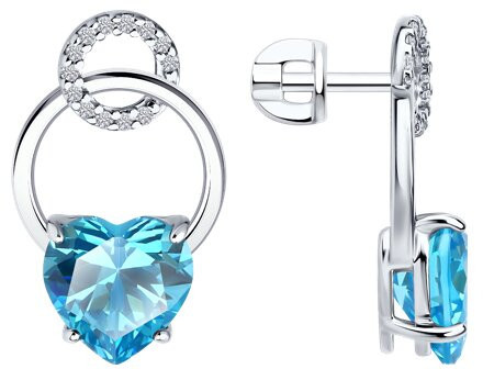 Серьги из серебра с фианитами