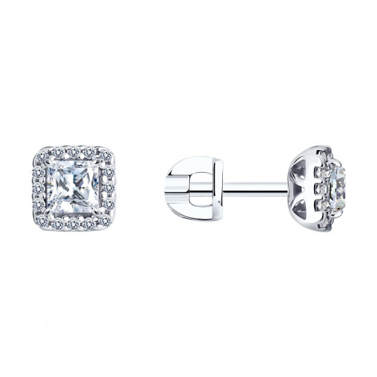 Серьги из серебра с фианитами