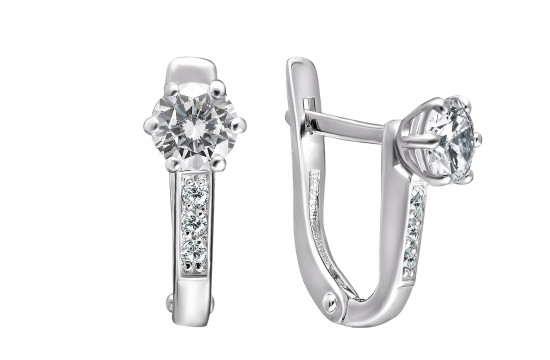 Серьги из серебра с фианитами