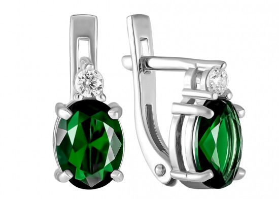 Серьги из серебра с фианитами