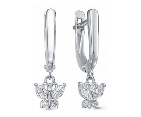 Серьги из серебра с фианитами