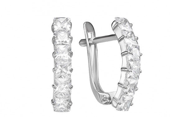 Серьги из серебра с фианитами