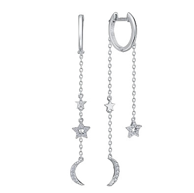 Серьги из серебра с фианитами