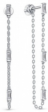 Серьги из серебра с фианитами