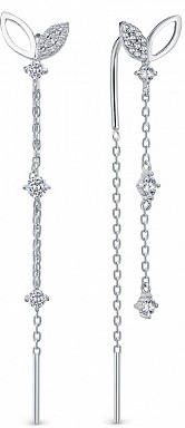 Серьги из серебра с фианитами