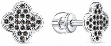 Серьги из серебра с фианитами