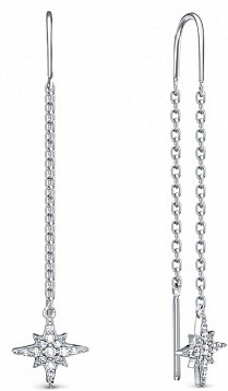 Серьги из серебра с фианитами