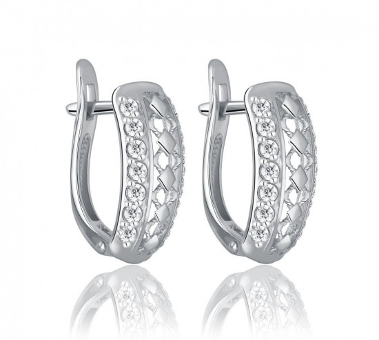 Серьги из серебра с фианитами