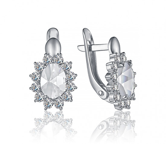 Серьги из серебра с фианитами