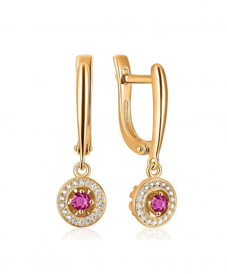 Серьги из серебра с фианитами и кварцем