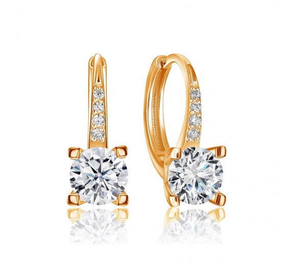 Серьги из серебра с фианитами