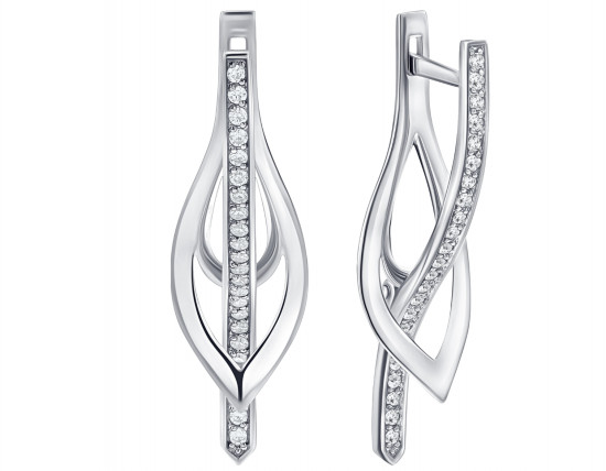 Серьги из серебра с фианитами