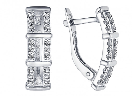 Серьги из серебра с фианитами