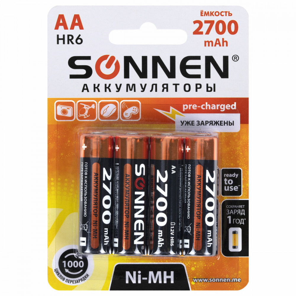 Набор батареек аккумуляторных Ni-Mh | Sonnen