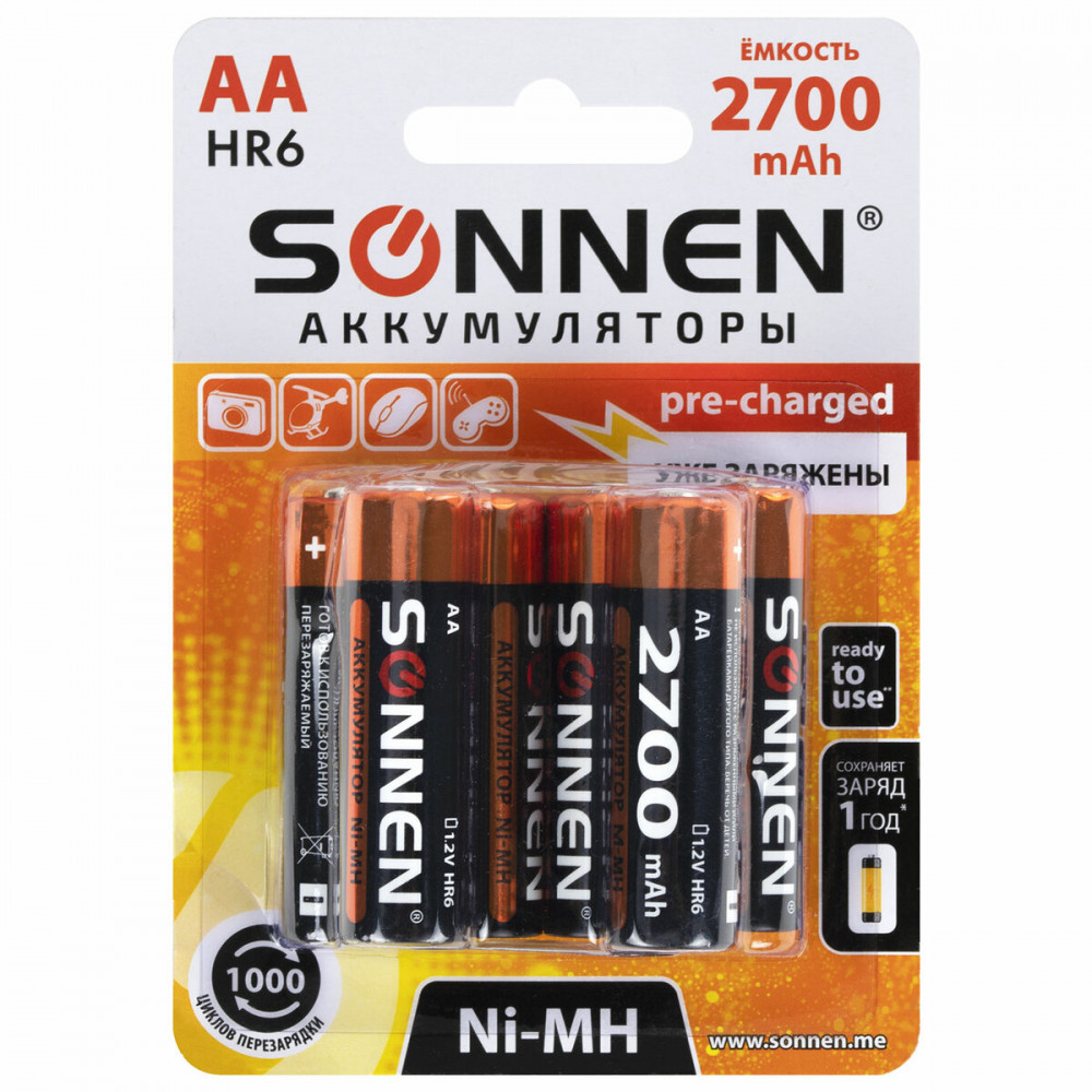 Набор батареек аккумуляторных Ni-Mh | Sonnen