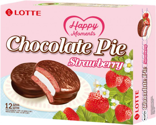 Печенье глазированное со вкусом клубники Chocolate Pie «Strawberry»
