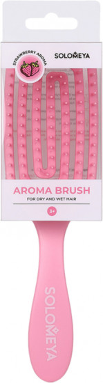 Расческа для сухих и влажных волос «Wet Detangler Mini Brush Rectangular Strawberry»
