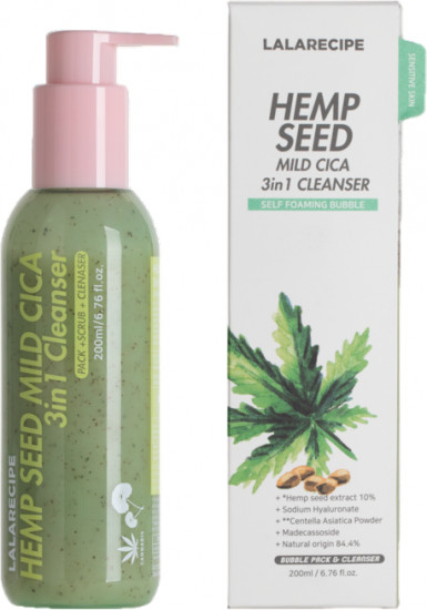 Пузырьковая пенка «Hemp Seed Mild Cica 3 in 1 Cleanser»
