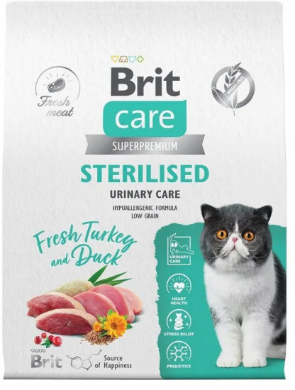 Корм сухой для кошек с индейкой и уткой «Care Cat Sterilised Urinary Care»