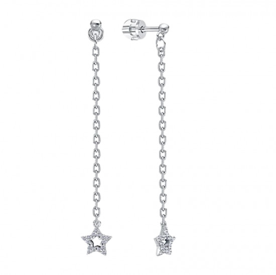 Серьги из серебра с фианитом