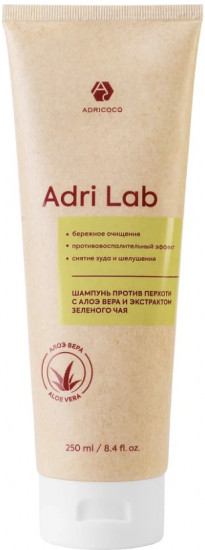 Шампунь для волос против перхоти с алоэ вера и зеленым чаем «Adri Lab»
