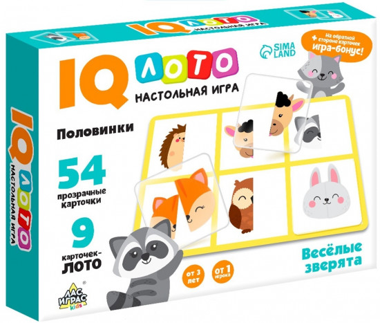 Игра настольная «Умное лото. Половинки: весёлые животные»