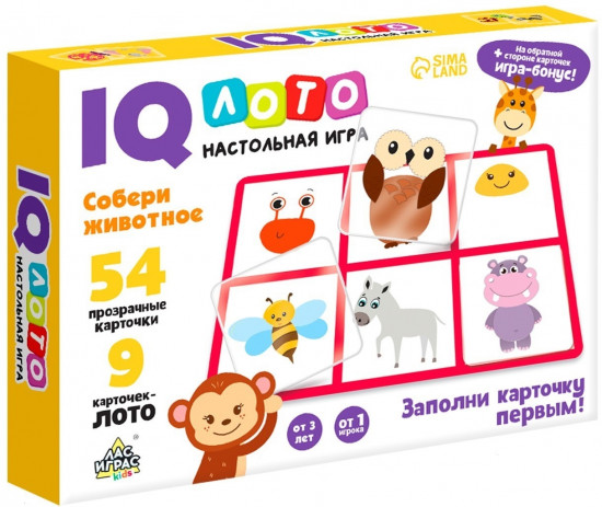 Игра настольная «Умное лото. Животные»