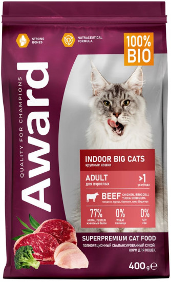 Корм для кошек крупных пород с говядиной и курицей «Indoor Big cats»