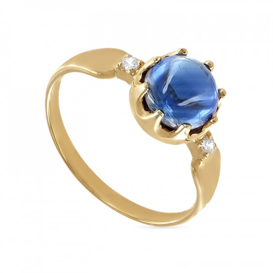 Кольцо из золота с кианитом и цирконами