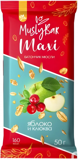 Батончик злаковый «Яблоко и клюква»