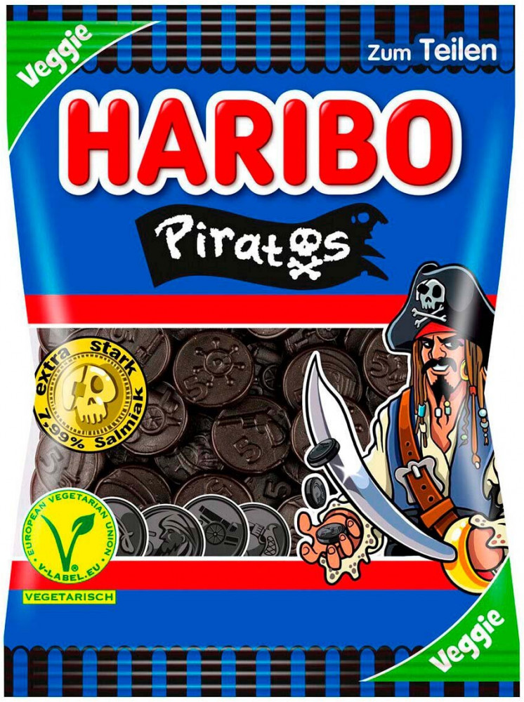 Мармелад жевательный с лакрицей «Piratos» | Veggie | Haribo